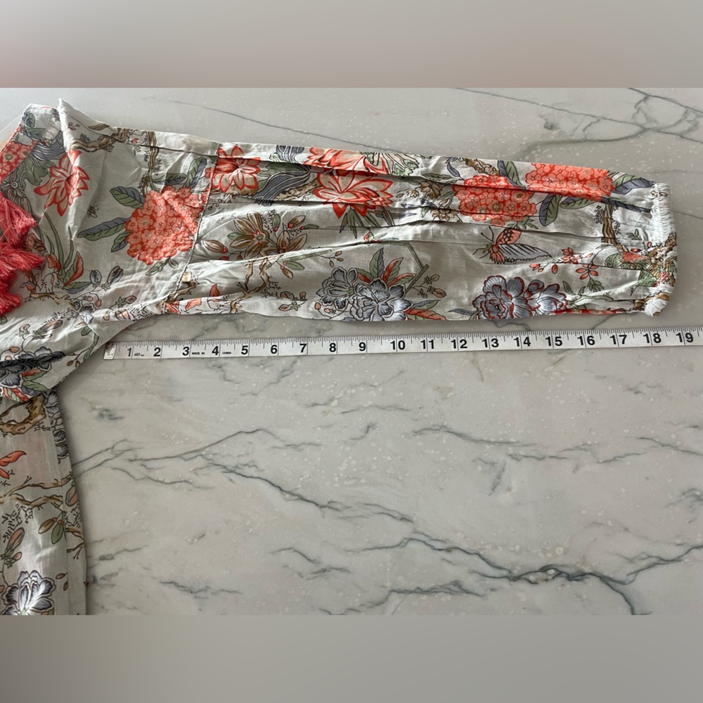 Women's RAJ NWT Boho Cotton Floral Print Midi Dress-Gray & Orange- Size Large - Picture 5 of 5
